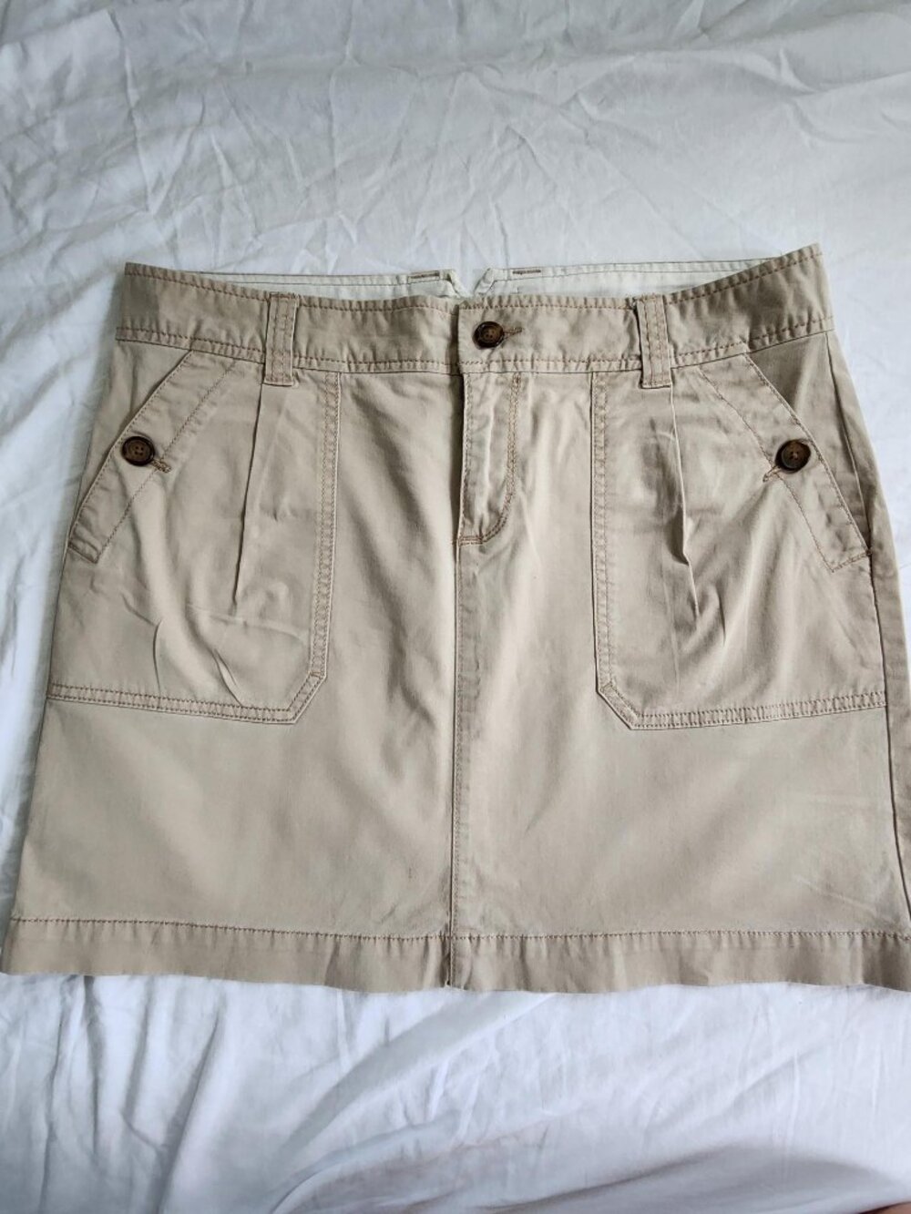 Old Navy Khaki Utility Mini Skirt Cotton Twill Button Pockets